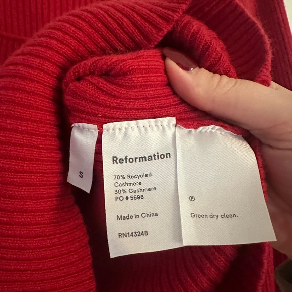Reformation Red Ribbed Square-Neck Sweater - Picture 4 of 5